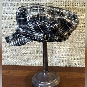 NWOT Monotone Black & Gray Wool Blend Plaid Sonoma Goods For Life Cadet Hat